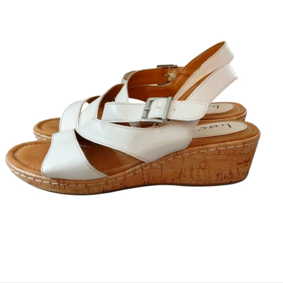 Born Schirra White Leather Comfort Sandal White Open Toe Wedge Size 9 M - Picture 6 of 11